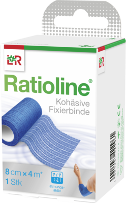 RATIOLINE acute Fixierbinde kohäsiv 8 cmx4 m blau