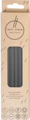 MEHRWEG-TRINKHALME Silikon 8 mm/19 cm schwarz klar